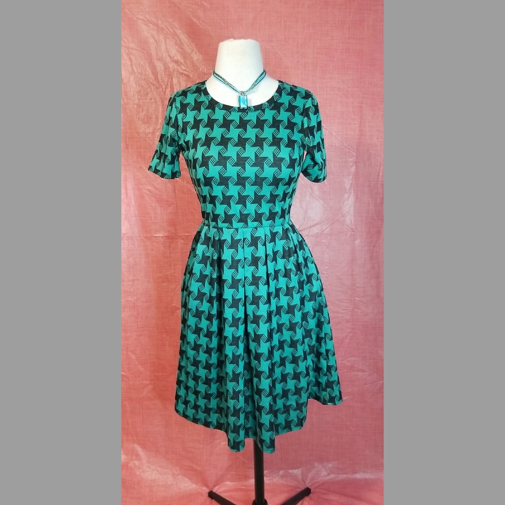 Patterned teal and black lularoe dress